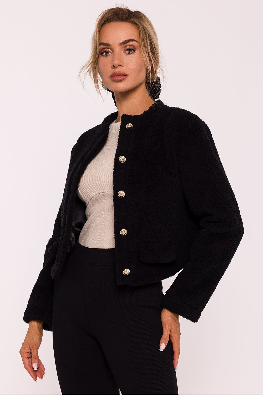 TEEK - Buttoned Terry Bear Knit Jacket JACKET TEEK MH black S