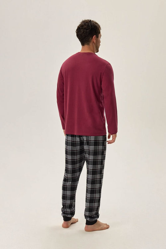 TEEK - Mens Solid Plaid Mix Kind Sleeve Pants Pajamas SLEEPWEAR TEEK MH