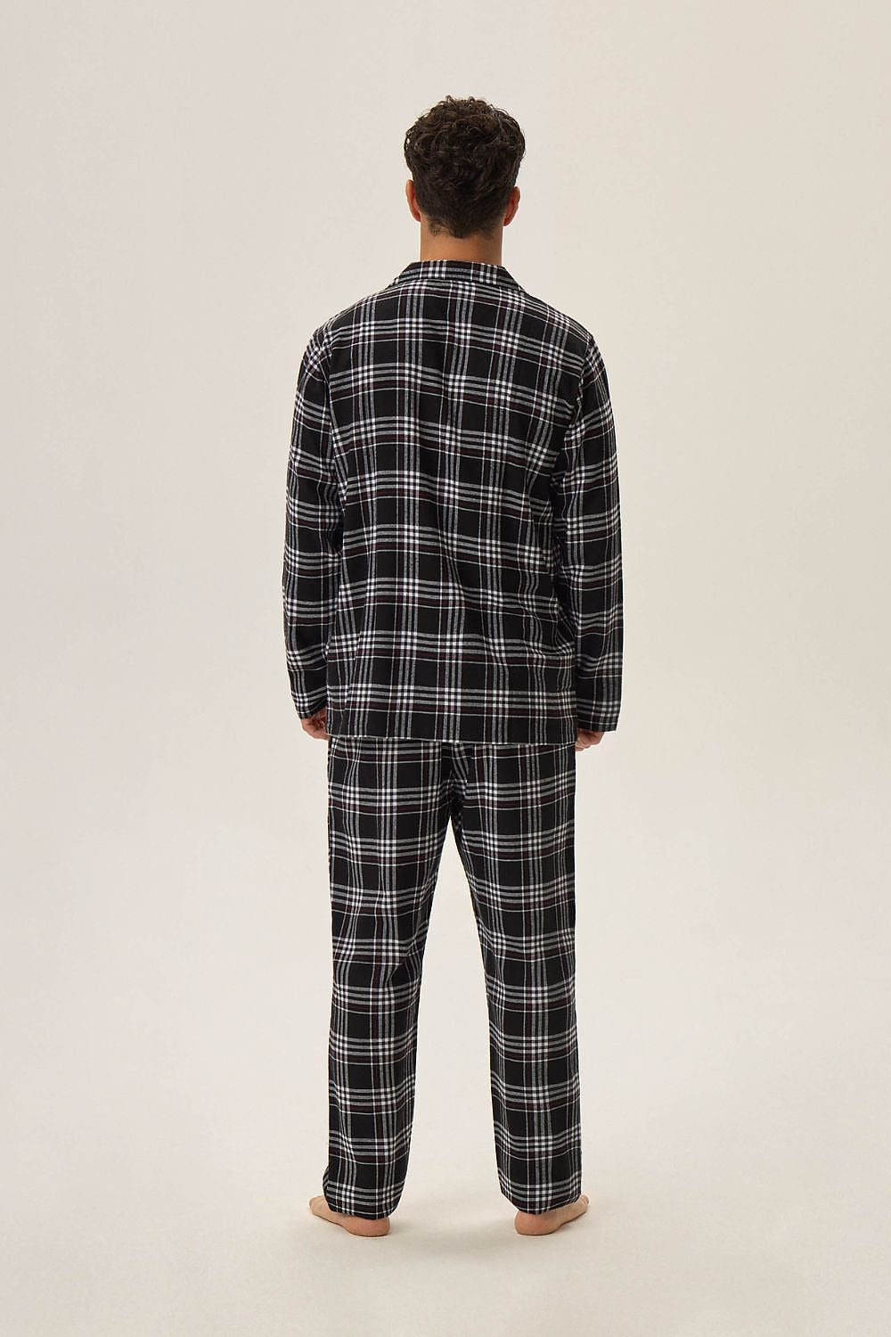 TEEK - Mens Classic Plaid Black Buttoned Top Pajamas SLEEPWEAR TEEK MH