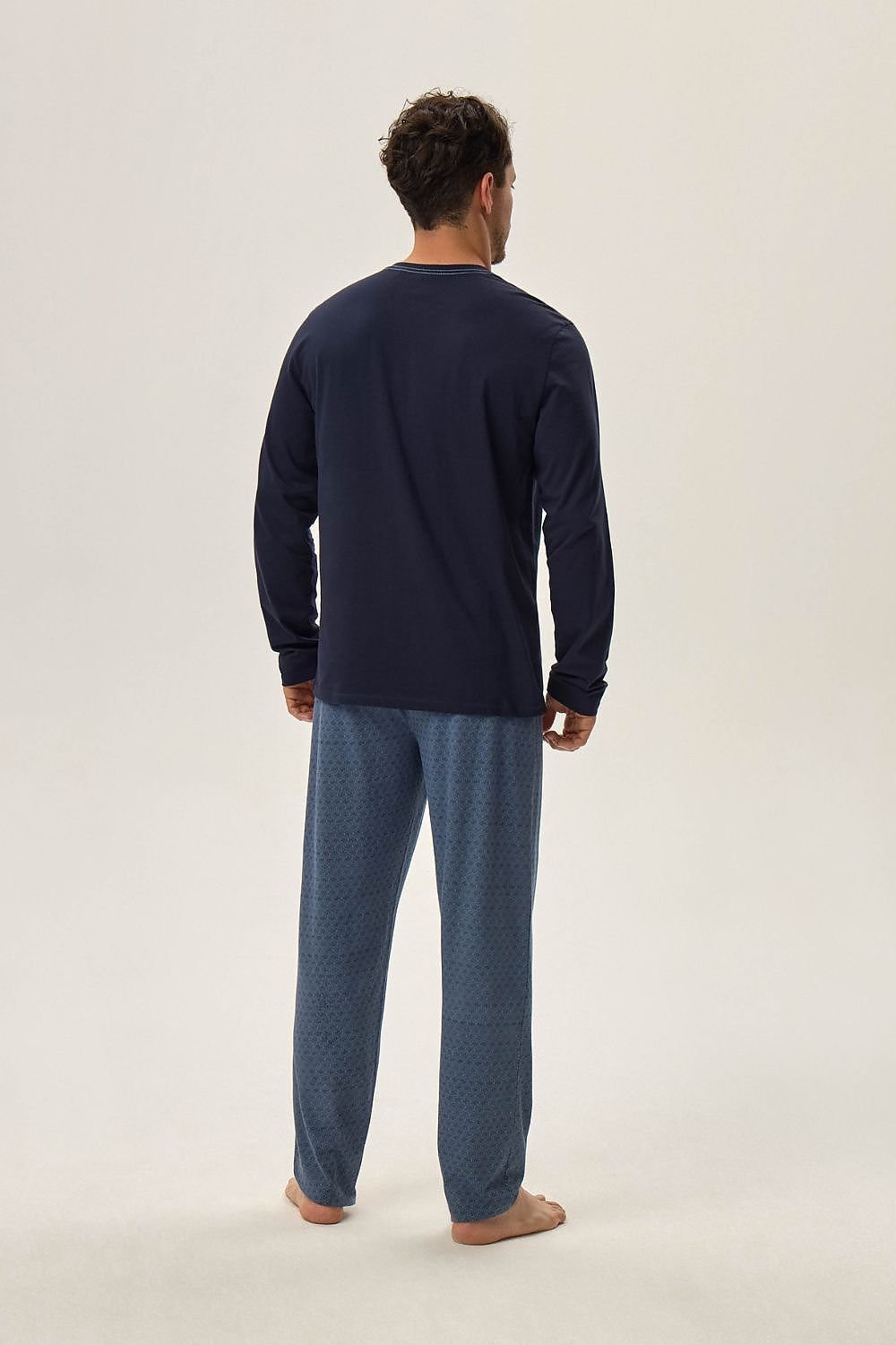 TEEK - Mens Chest Button Long Sleeve Top Pants Pajama Set SLEEPWEAR TEEK MH