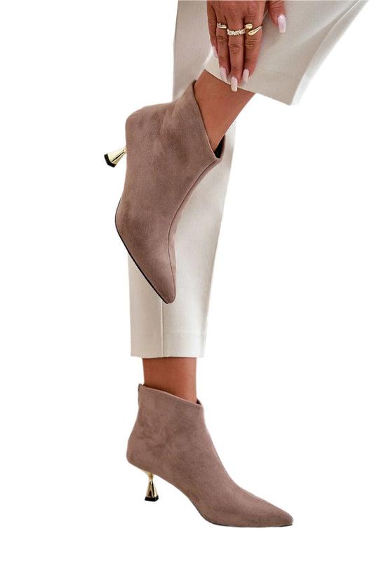 TEEK - Shined Heel Back Zip Ankle Boots SHOES TEEK MH beige 6.5