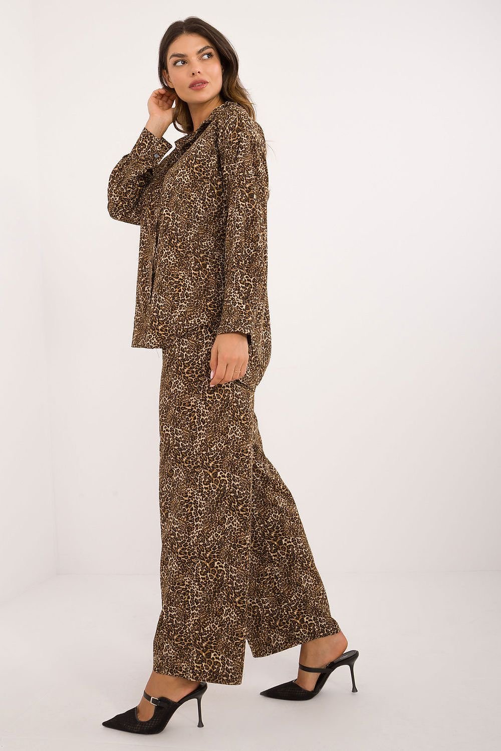 TEEK - Another Animal Patterned Button-Down Top Casual Pants Set SET TEEK MH