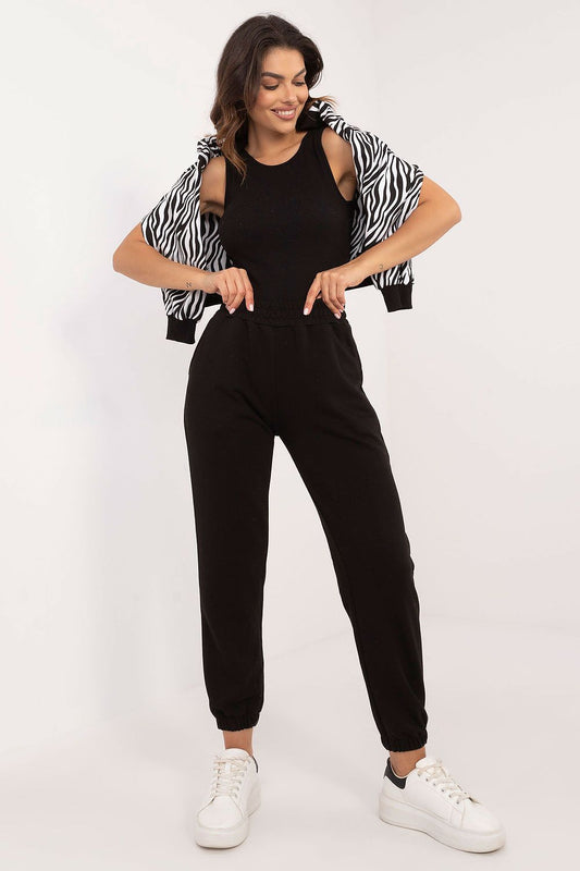 TEEK - White Black 3pc Sweatsuit Set SET TEEK MH One Size