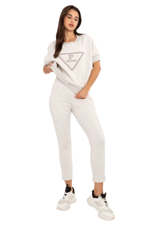 TEEK - 2PC Quarter Sleeve Sweatsuit SET TEEK MH grey One Size