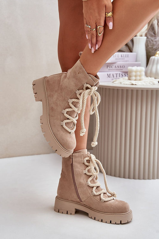 TEEK - Rope Laced Suede Boots SHOES TEEK MH beige 36