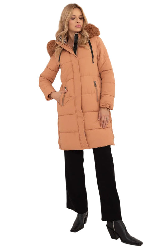 TEEK - Internal Plaid Quilted Fluff Hood Coat COAT TEEK MH brown S