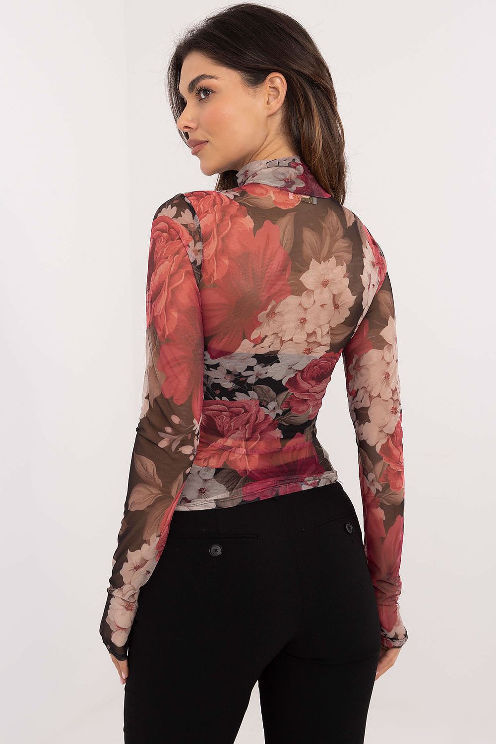 TEEK - Sheer Demure Printed Turtleneck Blouse TOPS TEEK MH
