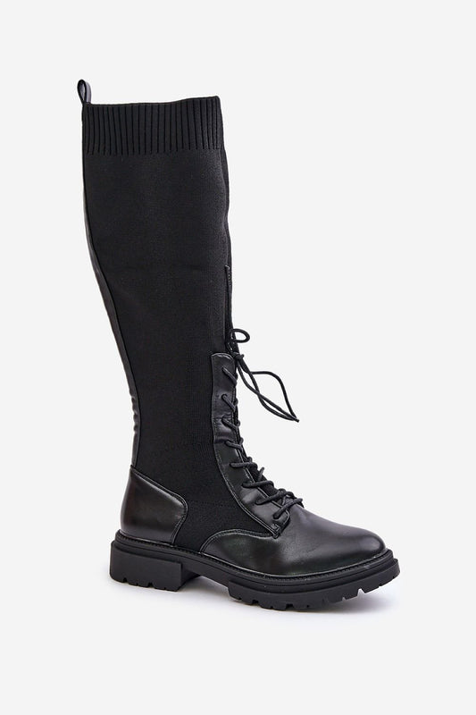 TEEK - Laced Mixed Media Covered Calf Boots TEEK MH