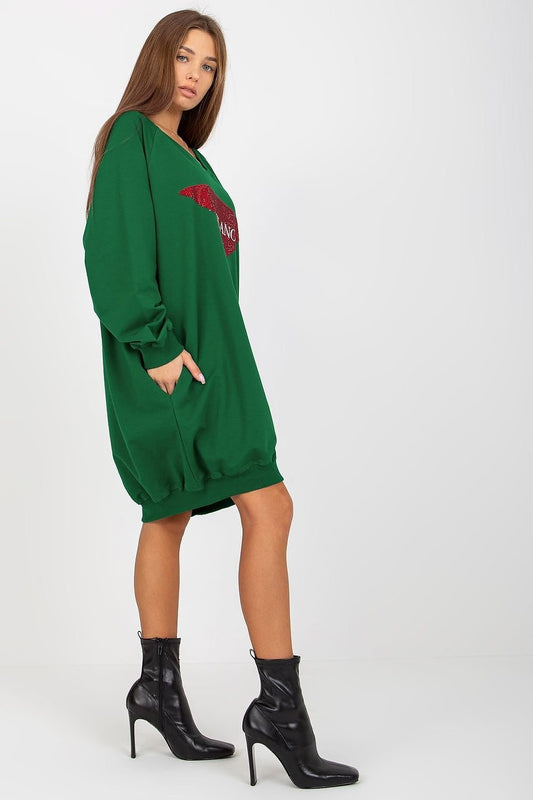 TEEK - Pocketed Milano Print Sweatshirt Dress DRESS TEEK MH