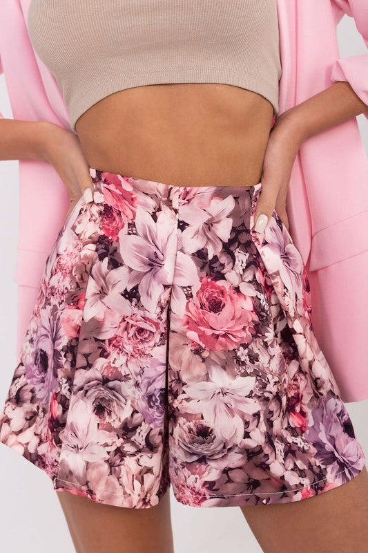 TEEK - Floral Front Pleated Shorts SHORTS TEEK MH pink One Size