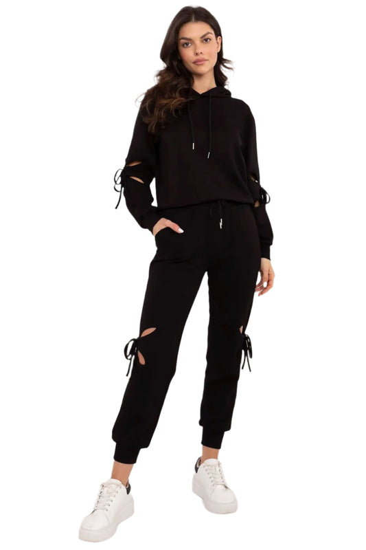 TEEK - Flower Slit Hooded Sweatsuit Set SET TEEK MH black One Size