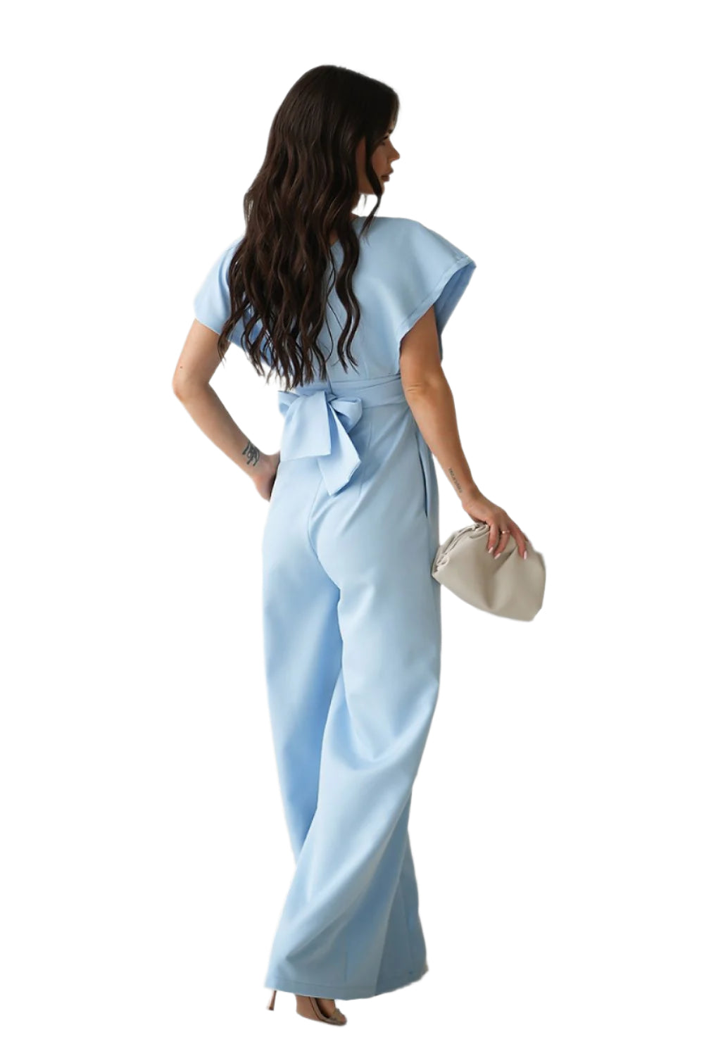 TEEK - Blue V-Neck Ruffled Shoulder Jumpsuit JUMPSUIT TEEK MH