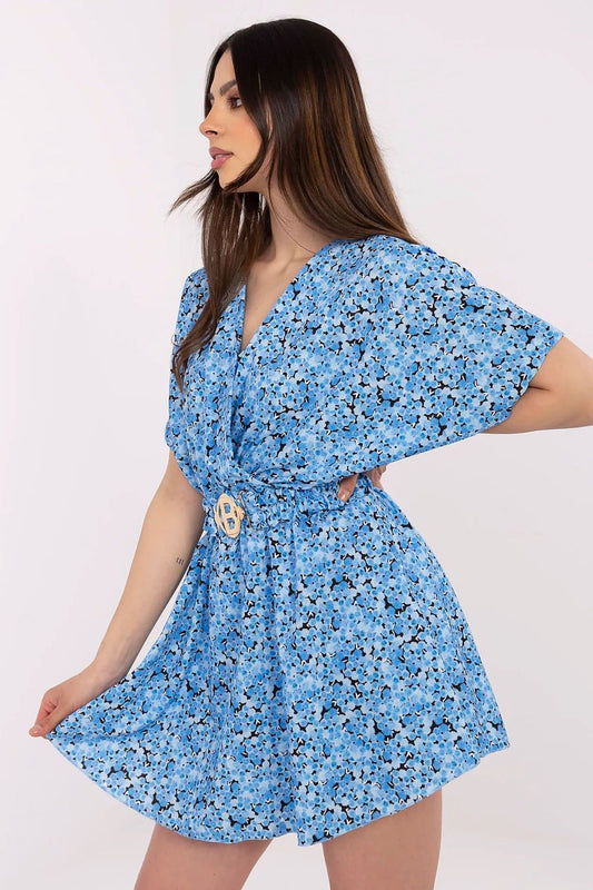 TEEK - V-Neck Belted Micro Flower Romper JUMPSUIT TEEK MH