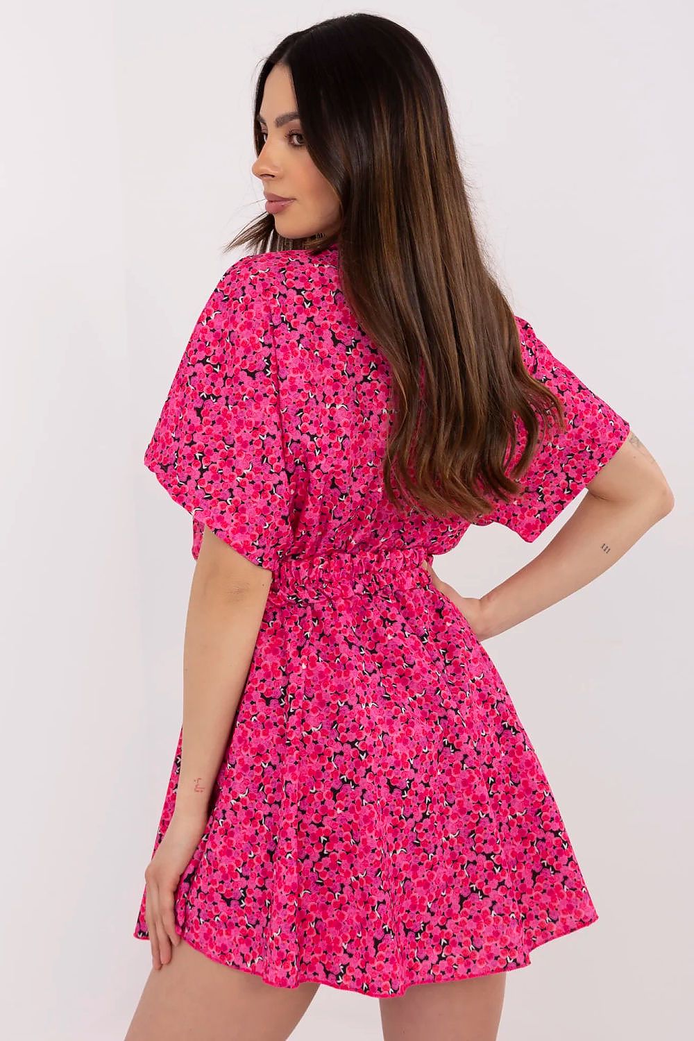 TEEK - V-Neck Belted Micro Flower Romper JUMPSUIT TEEK MH