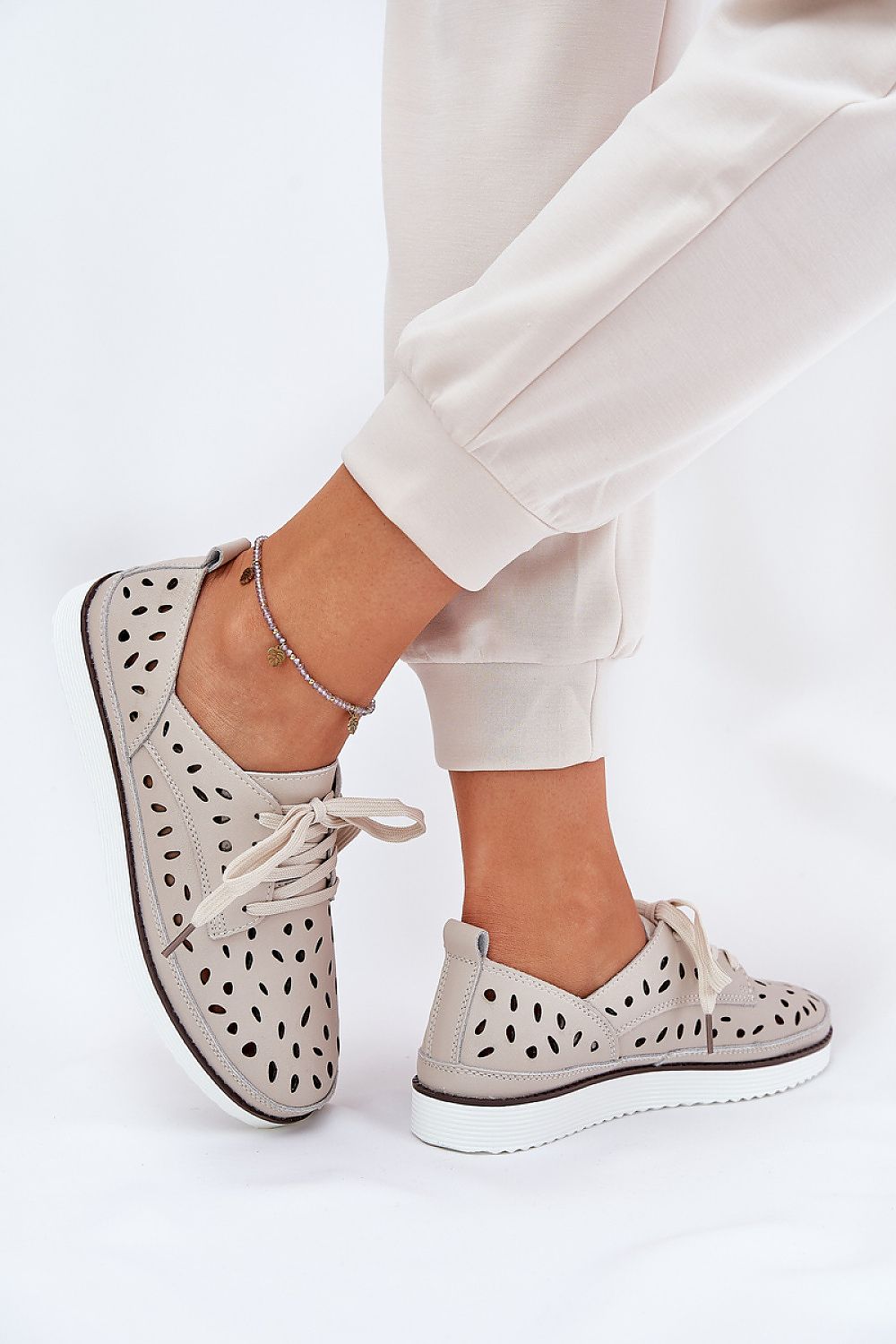 TEEK - Leather Look Through Laced Low Shoes SHOES TEEK MH