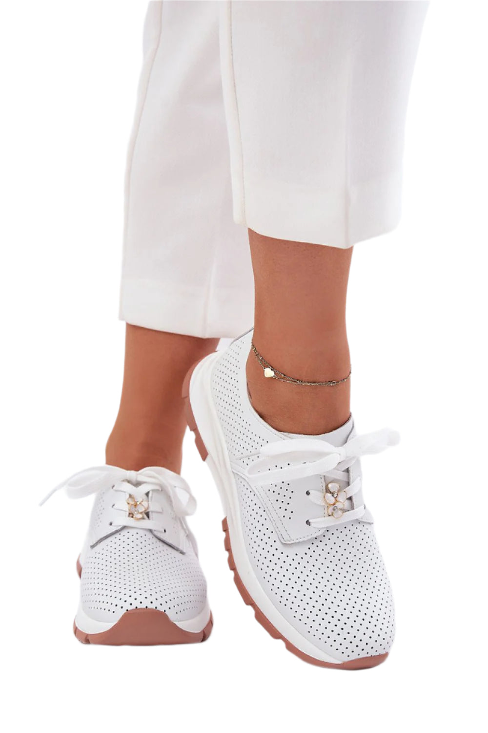 TEEK - Laced Floral Pinhole Sneakers SHOES TEEK MH white 7.5
