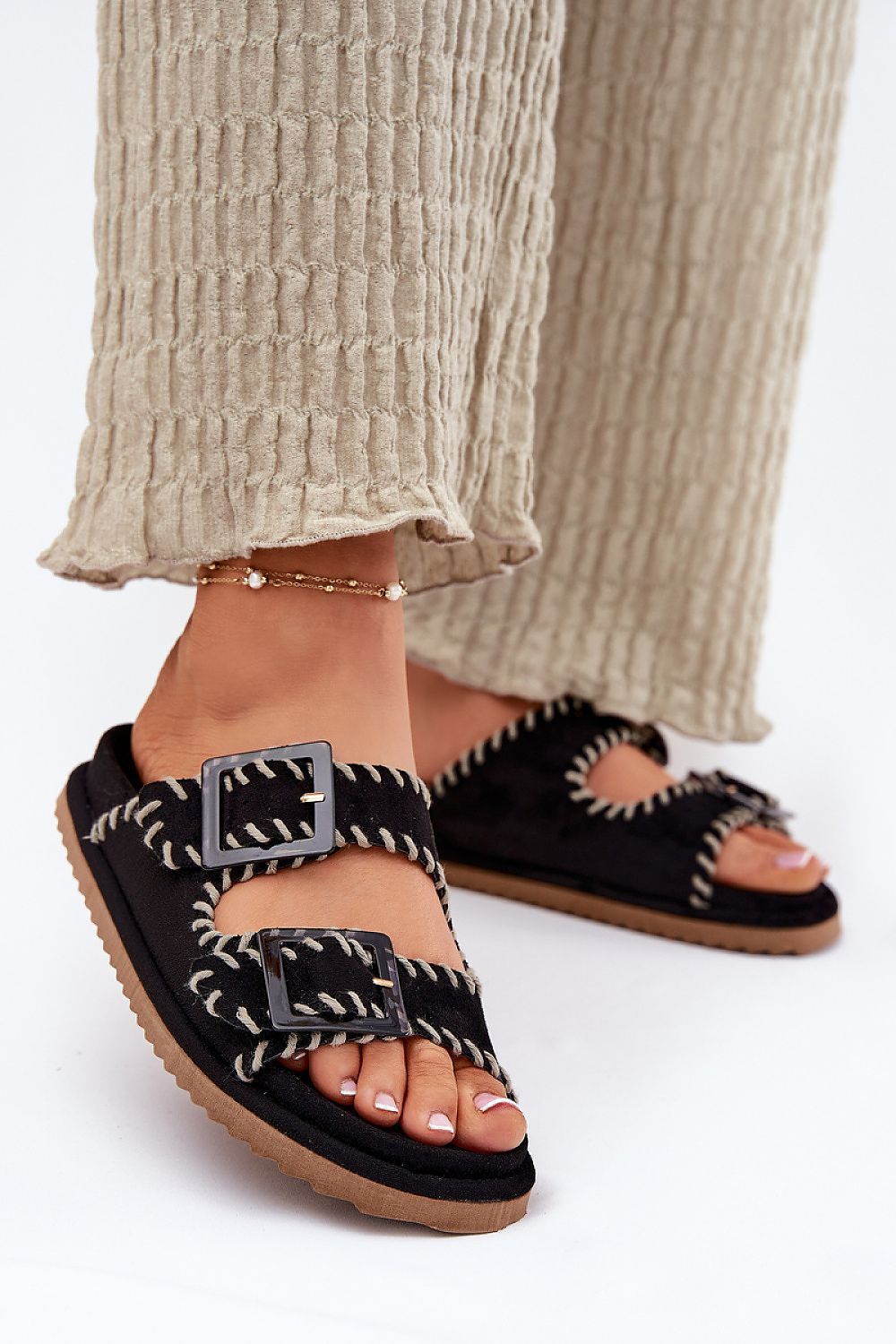 TEEK - Strong Stitch Double Buckle Sandals SHOES TEEK MH black 6.5