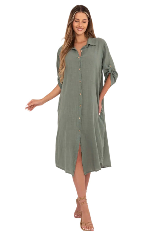 TEEK - Ready Day Buttoned Dress DRESS TEEK MH green One Size