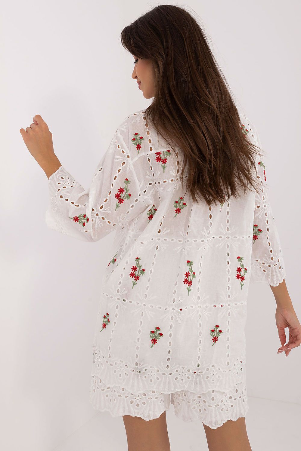 TEEK - White Poked Red Floral Shirt Short Set SET TEEK MH