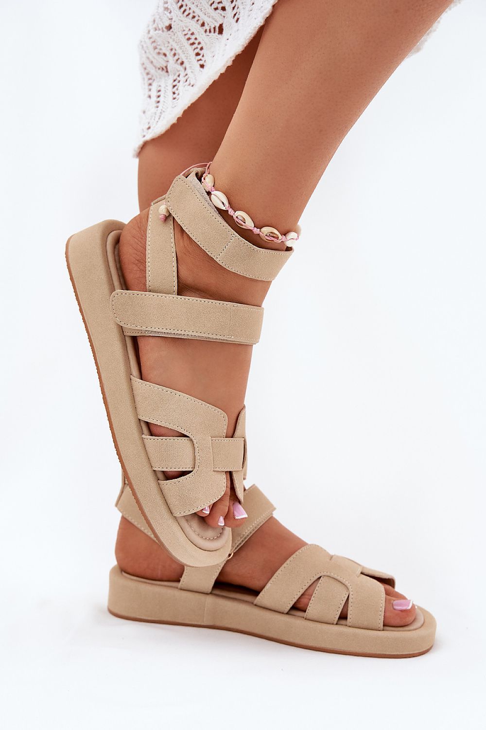 TEEK - Strappy Ankle Flat Sandals SHOES TEEK MH beige 2 5.5