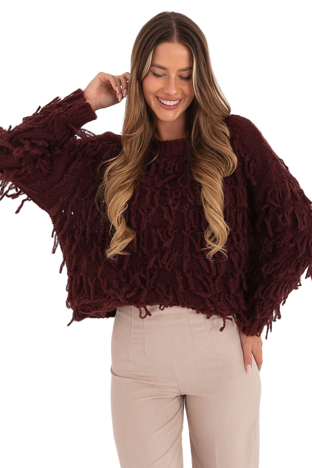 TEEK - Fringe Friendly Sweater TOPS TEEK MH red One Size