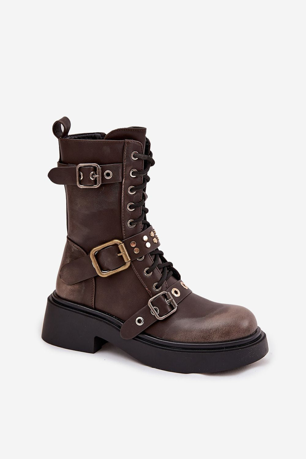 TEEK - Laced Buckle Rivet Boots SHOES TEEK MH