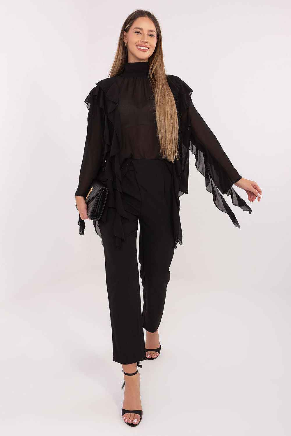TEEK - Turtleneck Sheer Arm Drip Blouse TOPS TEEK MH