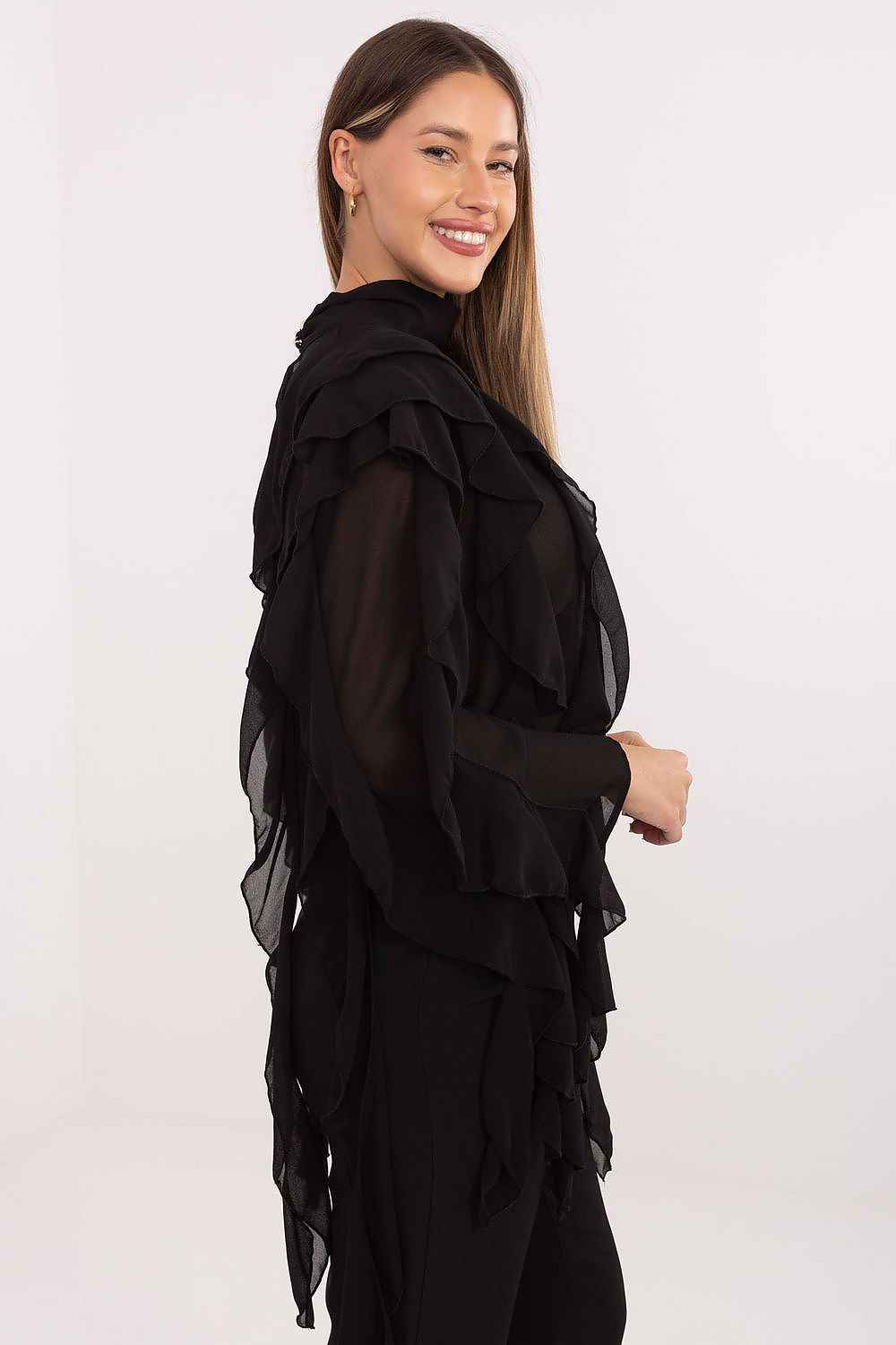 TEEK - Turtleneck Sheer Arm Drip Blouse TOPS TEEK MH