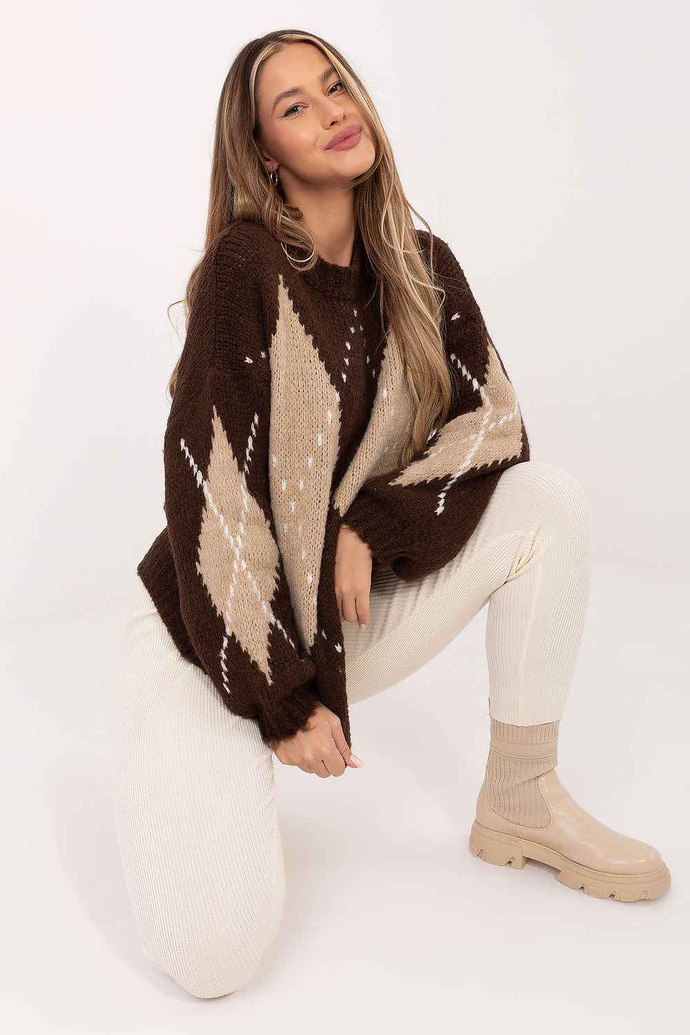TEEK - Argyle Sweater TOPS TEEK MH brown One Size