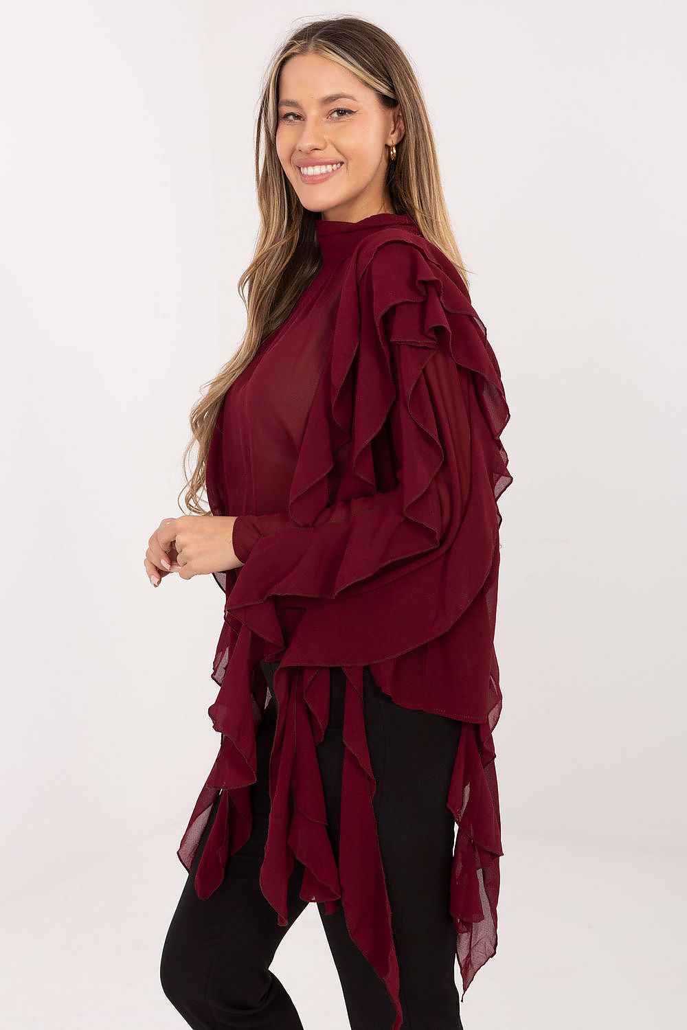 TEEK - Turtleneck Sheer Arm Drip Blouse TOPS TEEK MH