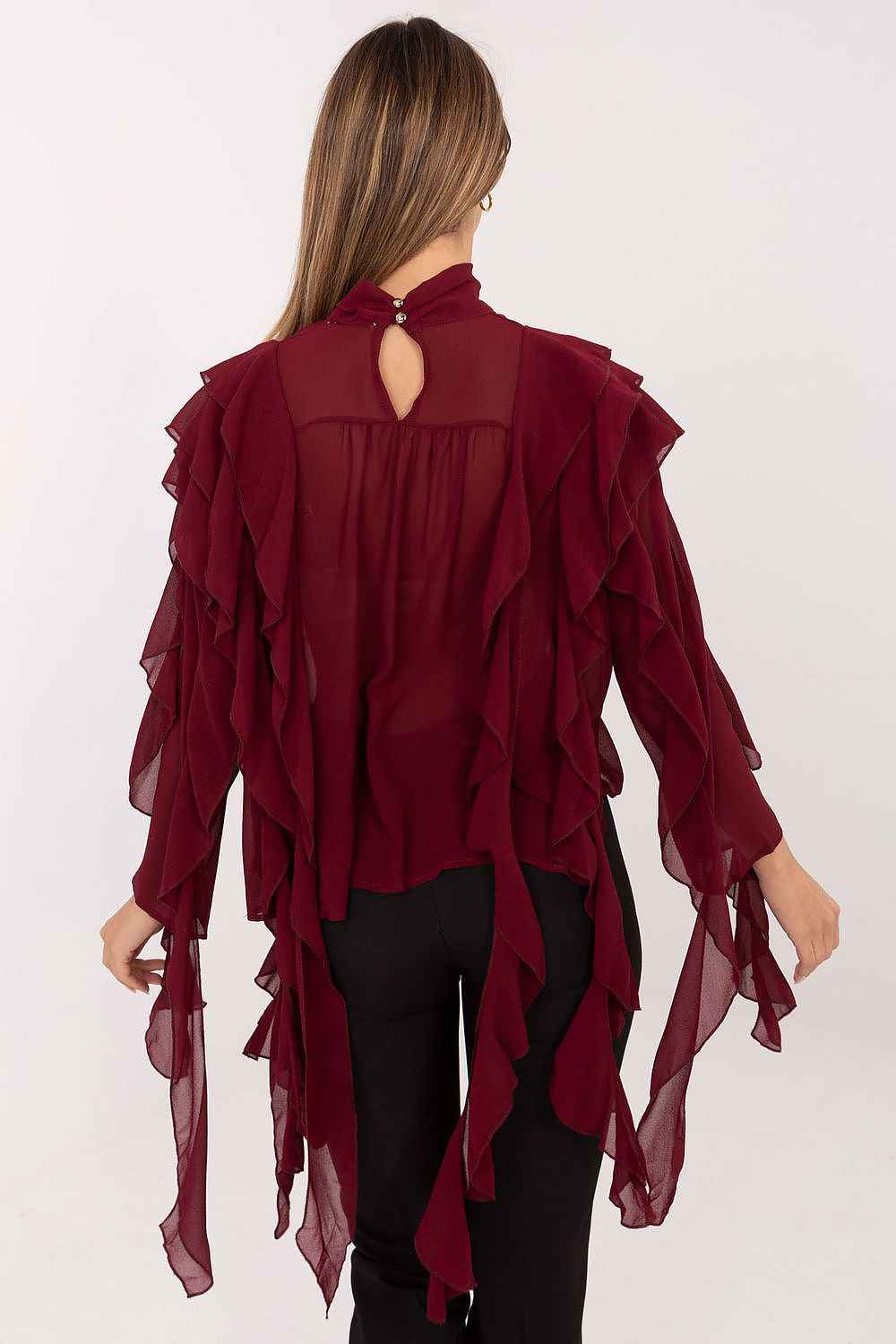 TEEK - Turtleneck Sheer Arm Drip Blouse TOPS TEEK MH