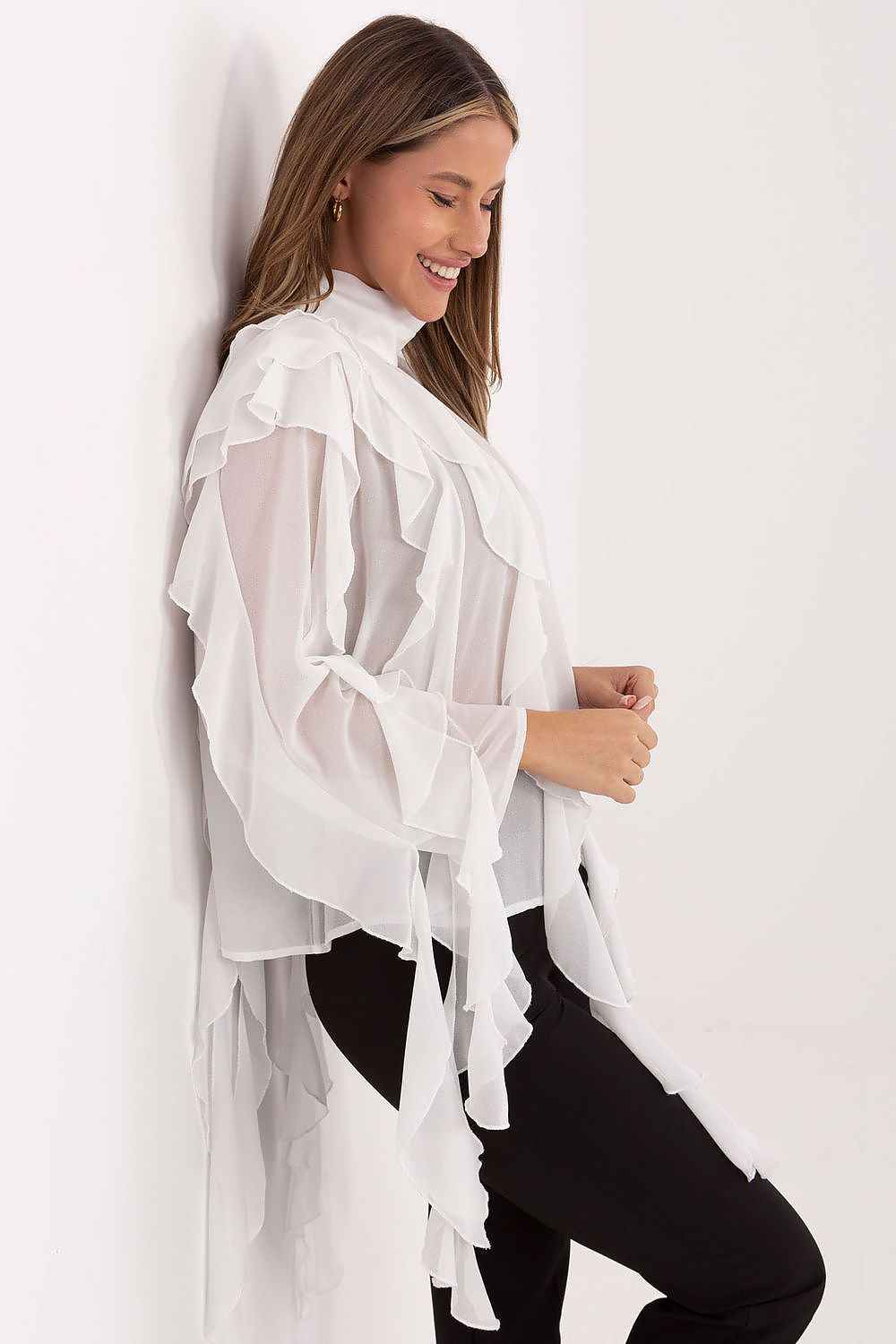 TEEK - Turtleneck Sheer Arm Drip Blouse TOPS TEEK MH