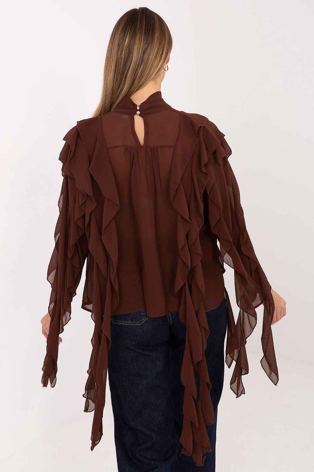 TEEK - Turtleneck Sheer Arm Drip Blouse TOPS TEEK MH