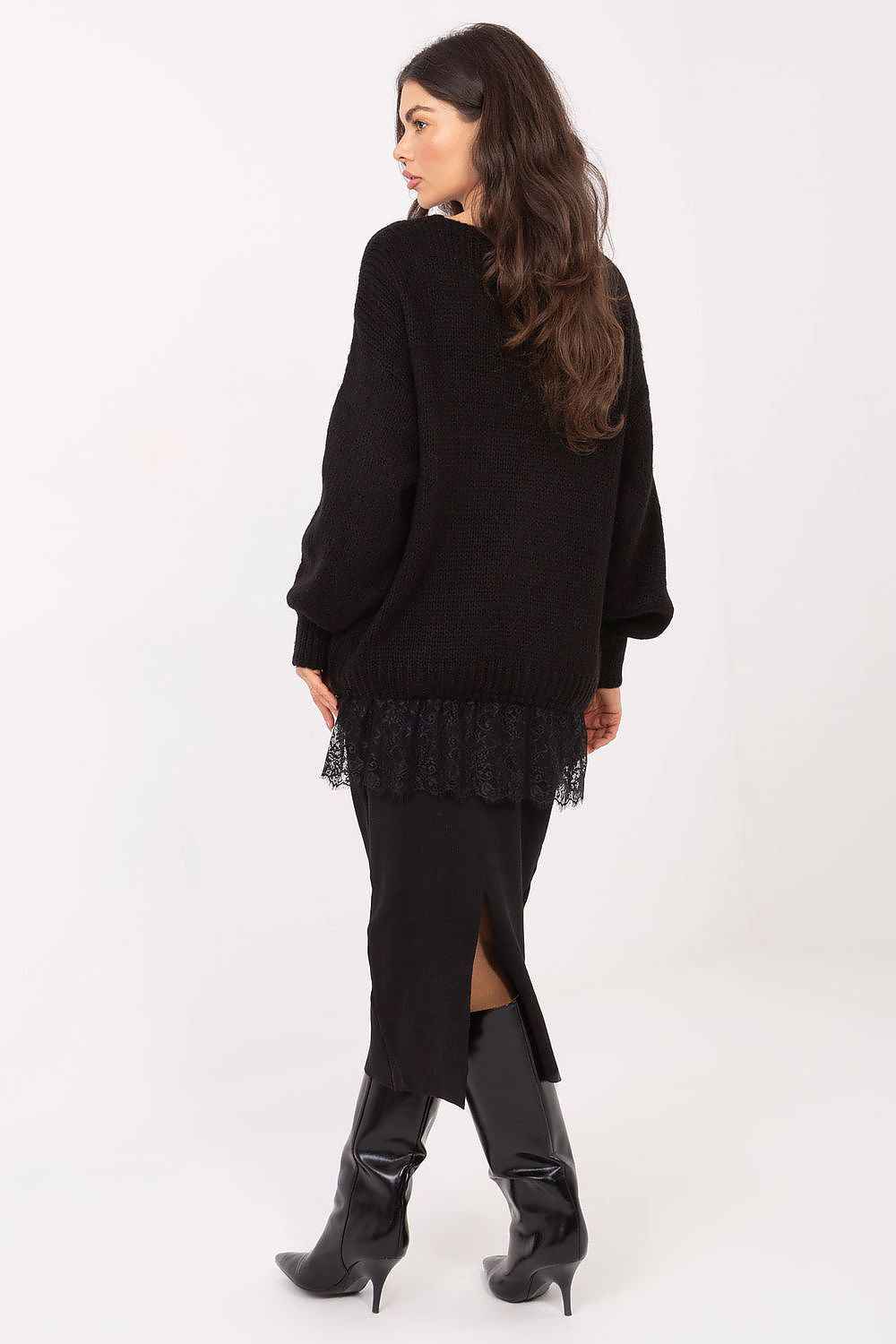 TEEK - Lace Ruffle Bottom Loose Long Sleeve Sweater TOPS TEEK MH