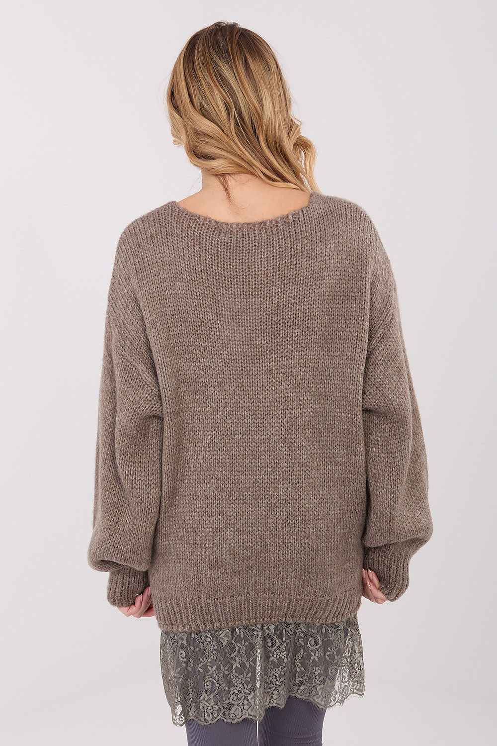 TEEK - Lace Ruffle Bottom Loose Long Sleeve Sweater TOPS TEEK MH