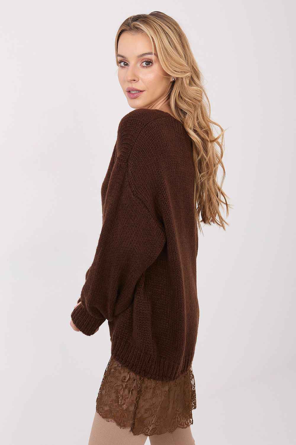 TEEK - Lace Ruffle Bottom Loose Long Sleeve Sweater TOPS TEEK MH