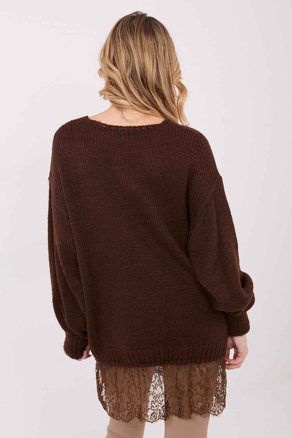 TEEK - Lace Ruffle Bottom Loose Long Sleeve Sweater TOPS TEEK MH
