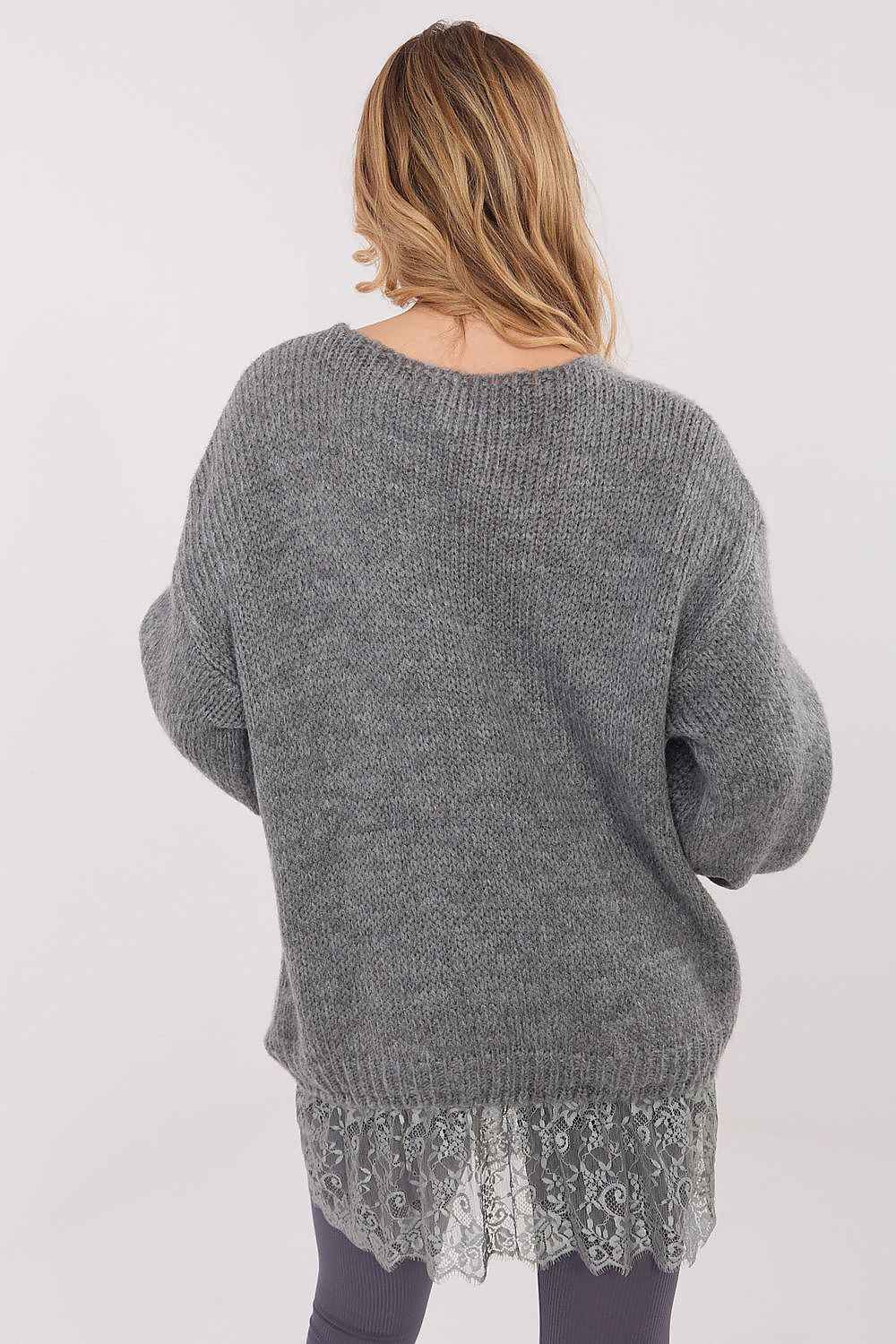 TEEK - Lace Ruffle Bottom Loose Long Sleeve Sweater TOPS TEEK MH