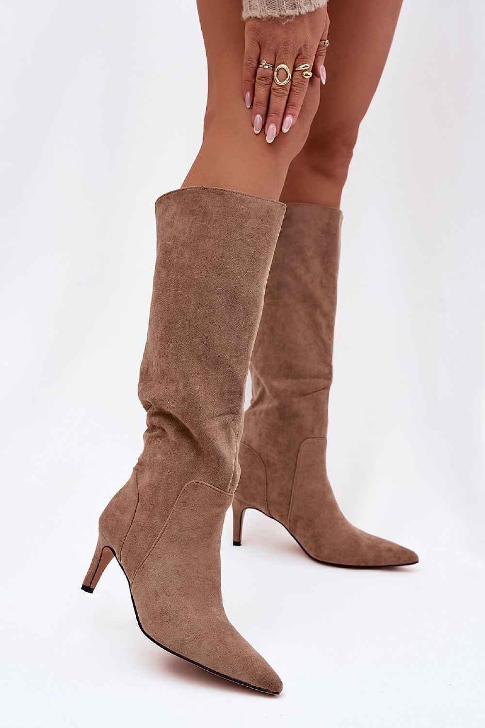 TEEK - Suede Low Heeled Pointed Toe Boots SHOES TEEK MH beige 6.5