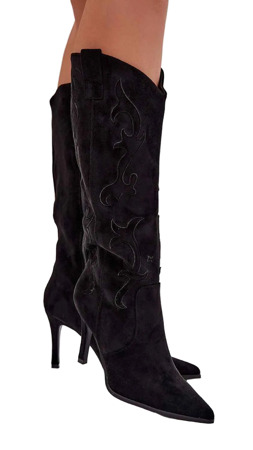 TEEK - Suede Western Style Heeled Boots SHOES TEEK MH black 6.5