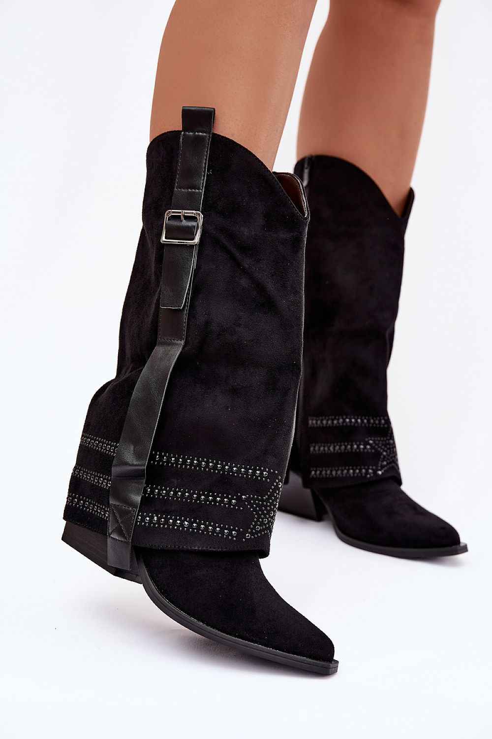 TEEK - Suede Modern Calf Heeled Boots SHOES TEEK MH black 6.5
