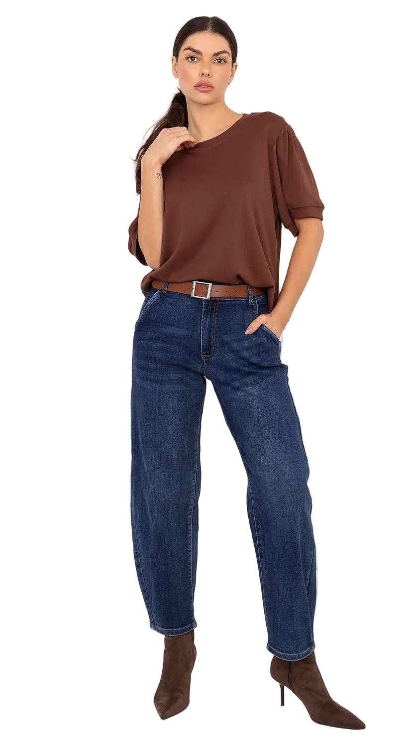 TEEK - Belted Barrel Blue Jeans JEANS TEEK MH blue XS