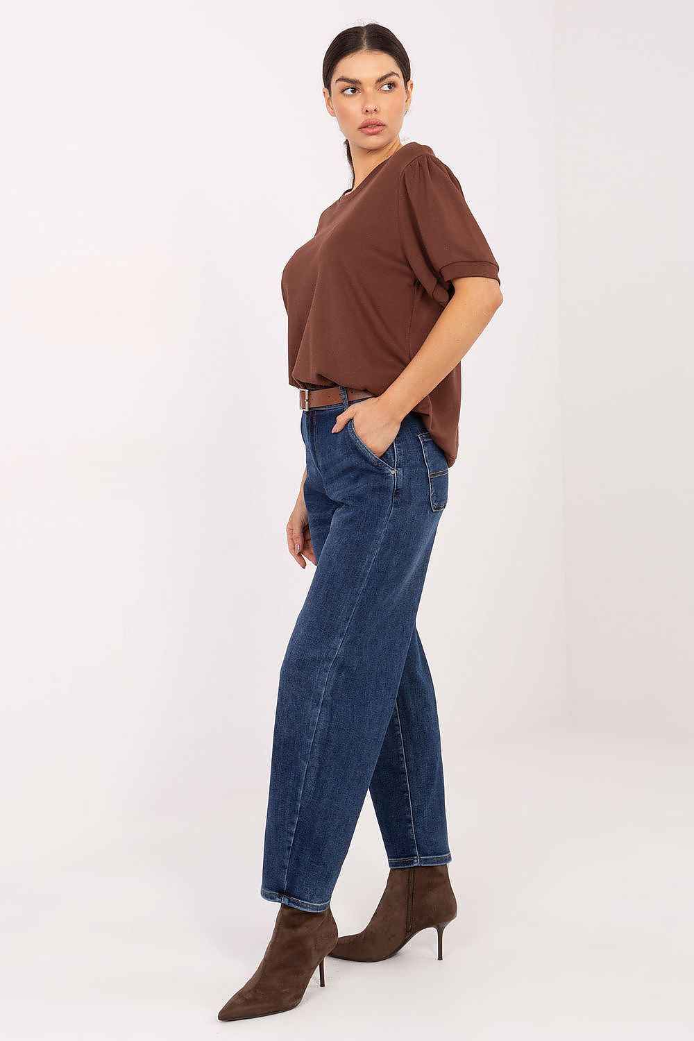 TEEK - Belted Barrel Blue Jeans JEANS TEEK MH