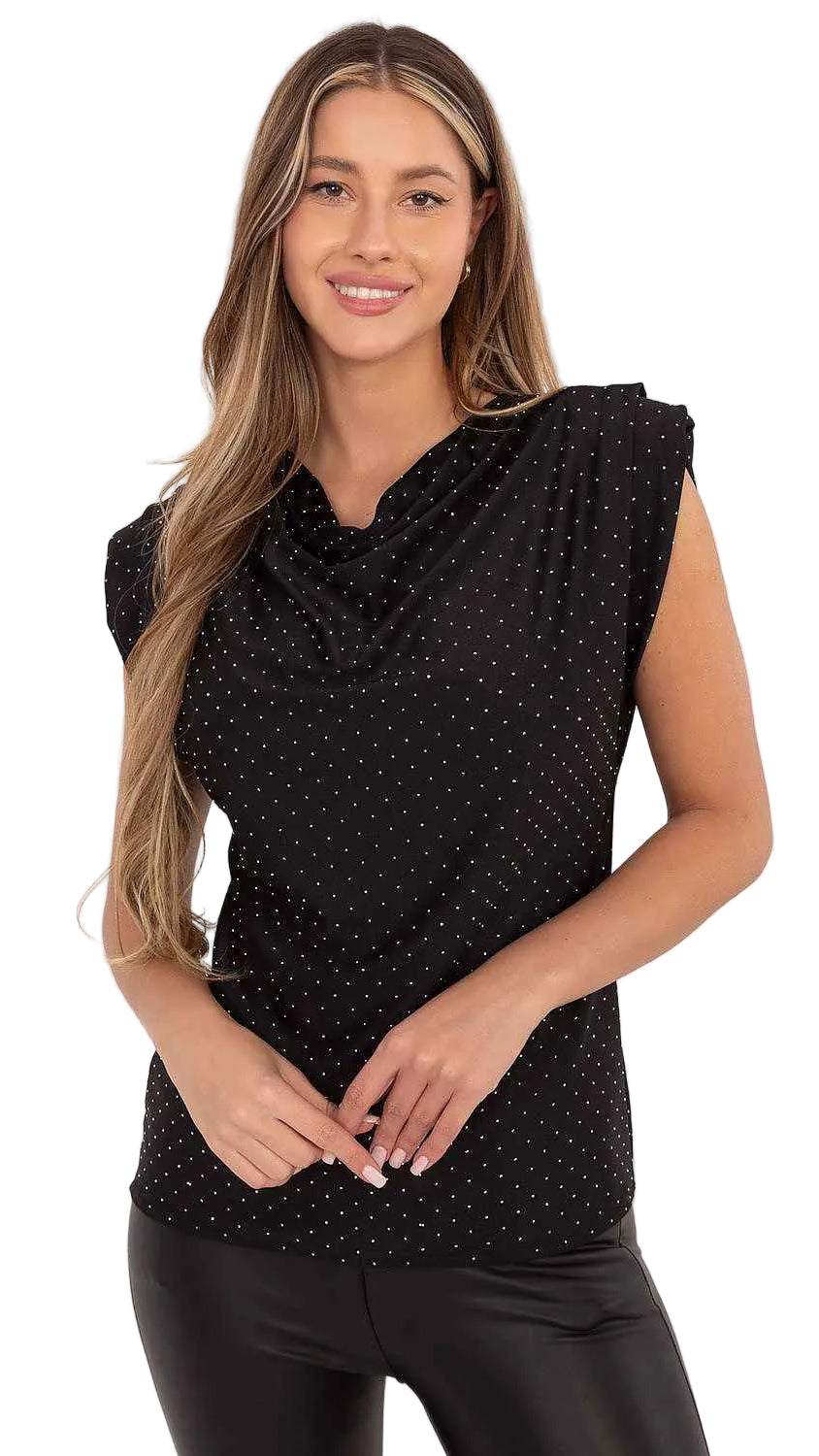 TEEK - Padded Shoulder Sleeveless Blouse TOPS TEEK MH black One Size