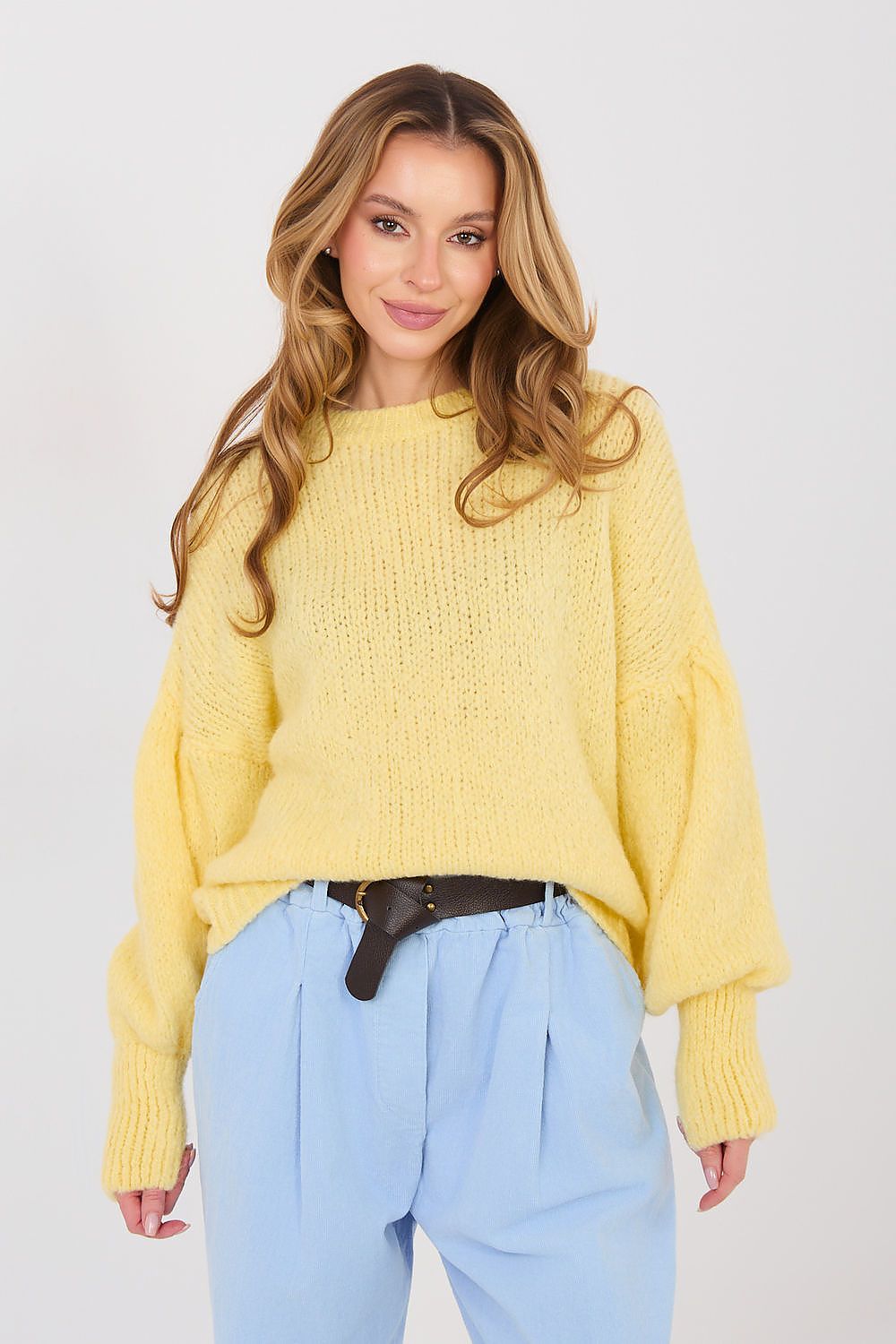 TEEK - Cuffed Balloon Sleeve Sweater TOPS TEEK MH yellow One Size