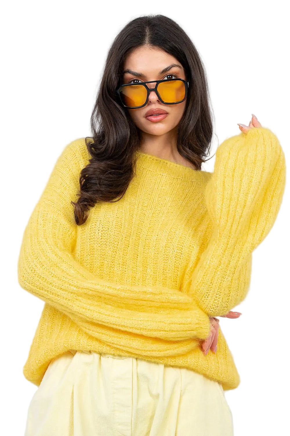 TEEK - Uncuffed Balloon Sleeve Sweater TOPS TEEK MH yellow One Size