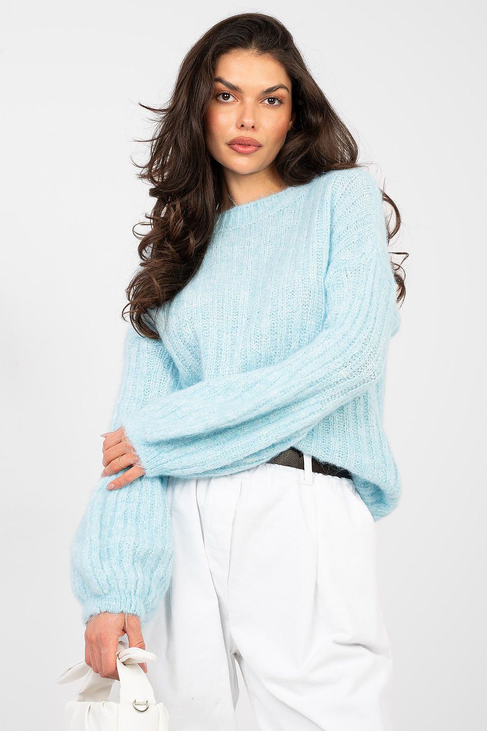 TEEK - Uncuffed Balloon Sleeve Sweater TOPS TEEK MH blue One Size