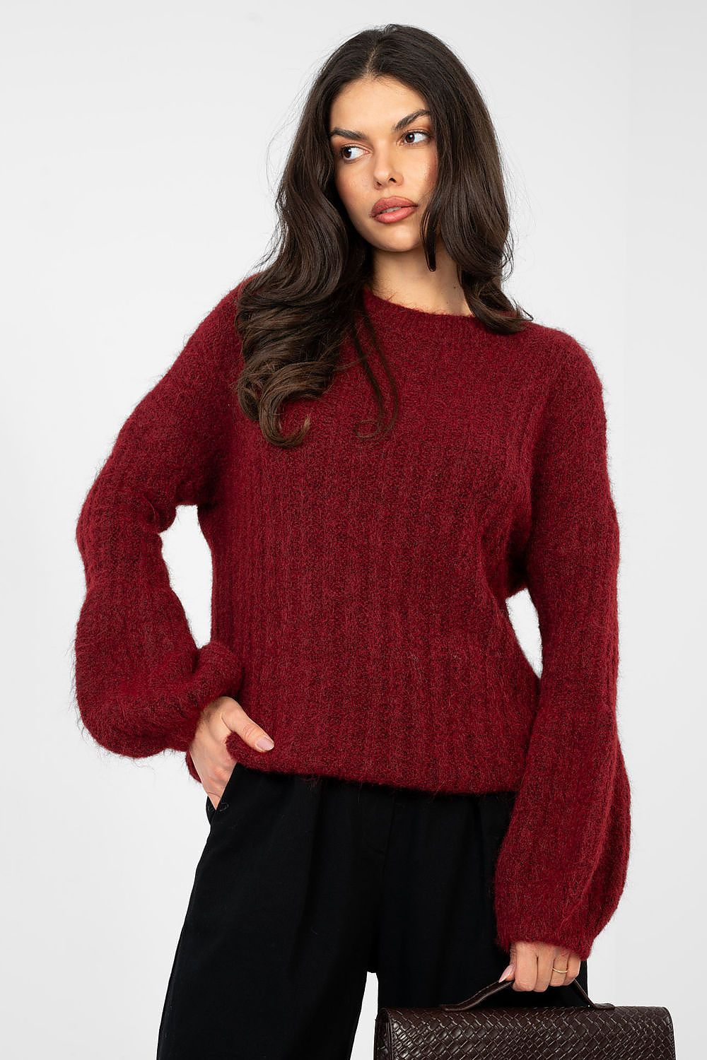 TEEK - Uncuffed Balloon Sleeve Sweater TOPS TEEK MH red One Size