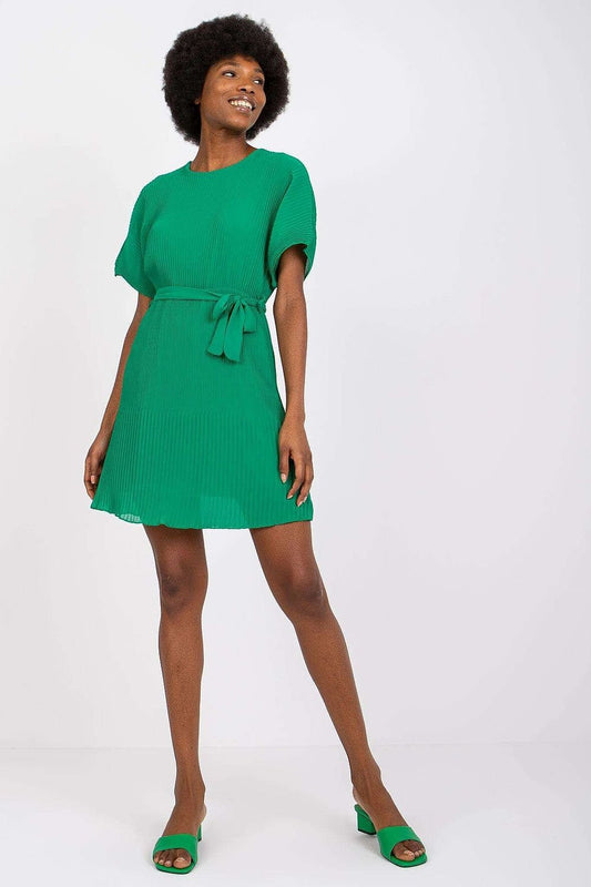 TEEK - Belted Small Pleated Dress DRESS TEEK MH green One Size