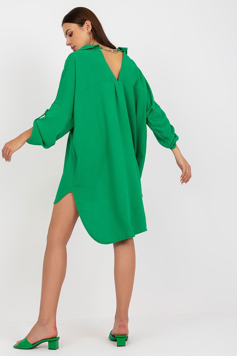 TEEK - Back V-Neck Button-Down Shirt Dress DRESS TEEK MH